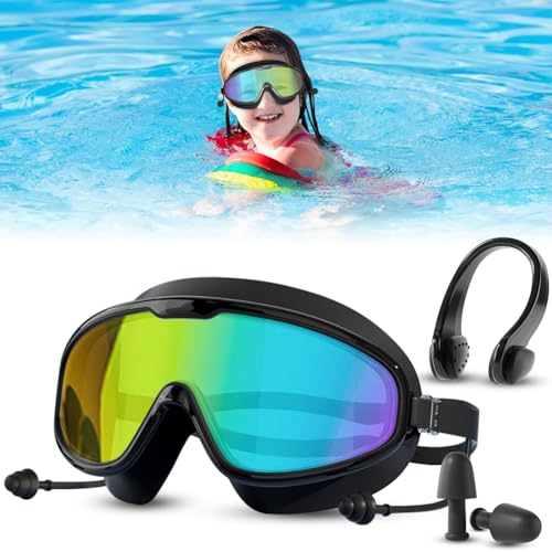 EUBSWA Schwimmbrille Kinder für 4-13 Jahre, Taucherbrille für Jungen Mädchen, Anti-Leck Anti-Beschlag Anti-UV 180° Panorama Schnorchelmaske mit Nasenschutz für Kinder von EUBSWA