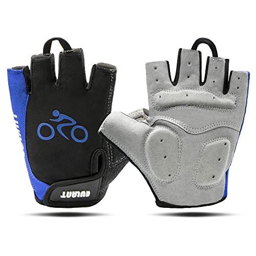 EULANT Fahrradhandschuhe Fingerlos, Gepolstert Handschuhe Halbfinger, Radsport Handschuhe Herren und Damen für MTB Rennrad Mountainbike Krafttraining Fitness Reiten Crossfit Bergsteigen, Blau, XL von EULANT