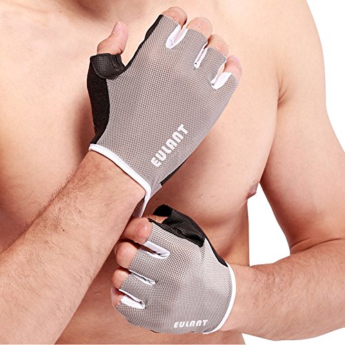 EULANT Sommer Fahrradhandschuhe, Handschuhe Halbfinger für Fitness Gym Fahrradt, Atmungsaktiv Rennrad MTB Handschuhe Fingerlose, Rutschfestes Fitness Trainingshandschuhe für Frauen & Männer, Grau, M EULANT Sommer Fahrradhandschuhe, Handschuhe Halbfinger für Fitness Gym Fahrradt, Atmungsaktiv Rennrad MTB Handschuhe Fingerlose, Rutschfestes Fitness Trainingshandschuhe für Frauen & Männer, Grau, M von EULANT