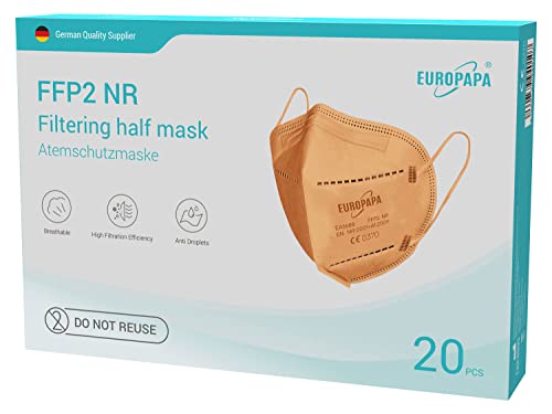 EUROPAPA® 20x FFP2 Orange Masken Atemschutzmaske 5-Lagen Staubschutzmasken hygienisch einzelverpackt Stelle zertifiziert EN149:2001+A1:2009 Mundschutzmaske EU2016/425 von EUROPAPA