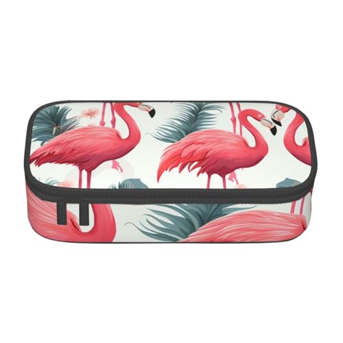 EVANEM Baumdekor Federmäppchen, große Kapazität, doppellagig, Schüler-Federmäppchen, Bürobedarf-Tasche, tragbares Federmäppchen, Rosa Flamingo-Muster, Einheitsgröße, Kosmetikkoffer von EVANEM