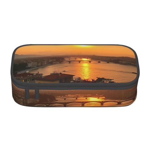 EVANEM Calm Sea Sunset Federmäppchen, große Kapazität, doppellagig, Schüler-Federmäppchen, Büro-Schreibwaren-Tasche, tragbares Federmäppchen, Sonnenuntergangsansicht, Einheitsgröße, Kosmetikkoffer von EVANEM