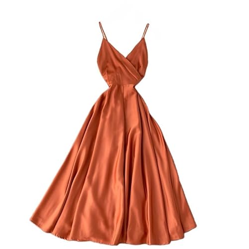 EVANEM Damen Kleid, Satin-Kleider, Elegante Modekleider, A-Linien-Kleider, Ärmellos, Quadratischer Ausschnitt, Bindetaille Für Abendkleider, Cocktailparty, Formelle Hochzeit, Sommerkleider, Orange, S EVANEM Damen Kleid, Satin-Kleider, Elegante Modekleider, A-Linien-Kleider, Ärmellos, Quadratischer Ausschnitt, Bindetaille Für Abendkleider, Cocktailparty, Formelle Hochzeit, Sommerkleider, Orange, S von EVANEM