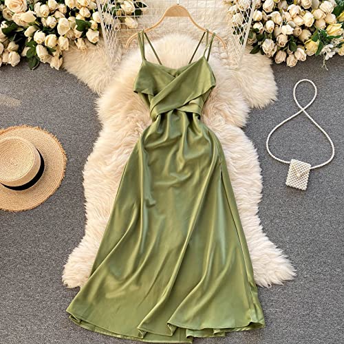 EVANEM Damen Kleid, Satinkleider, Retro-Modekleider, Slip-Kleider, A-Linien-Kleider, Ärmellos, Taillengürtel Für Abendkleider, Cocktailparty, Formelle Hochzeit, Sommerkleider, Grün, S EVANEM Damen Kleid, Satinkleider, Retro-Modekleider, Slip-Kleider, A-Linien-Kleider, Ärmellos, Taillengürtel Für Abendkleider, Cocktailparty, Formelle Hochzeit, Sommerkleider, Grün, S von EVANEM