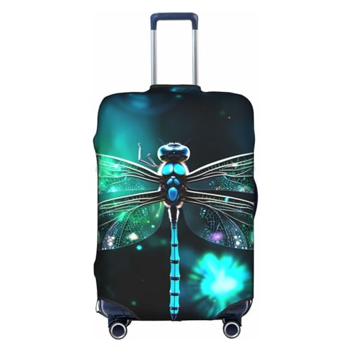 EVANEM Galaxy Animal Libellen-Reisegepäck-Abdeckung, elastische Trolley-Koffer-Schutzhülle, kratzfester Koffer-Schutz, passend für 45,7 - 81,3 cm Gepäck, Galaxy Tier Libelle, L von EVANEM