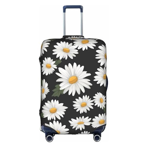 EVANEM Zebra Reisegepäckabdeckung, elastische Trolley-Koffer-Schutzhülle, kratzfester Koffer-Schutz, passend für 45,7 - 81,3 cm Gepäck, Weißer Gänseblümchen, XL von EVANEM