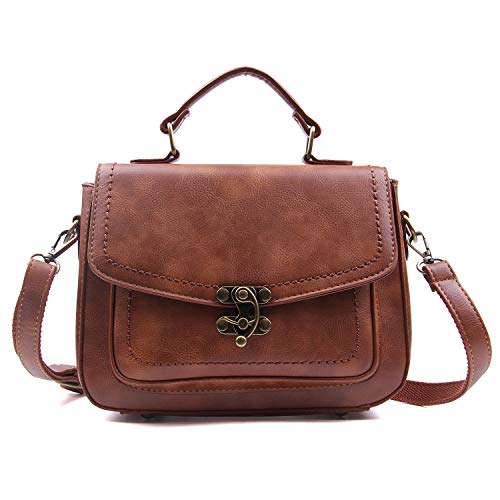 EVEOUT Casual Vegan Leder Umhängetasche für Frauen, Retro Damen Designer Kleine Mini-Einkaufstasche Handtasche Klassiker Top Griff Taschen Stilvolle Messenger Satchel Handtasche Tasche für Mädchen von EVEOUT