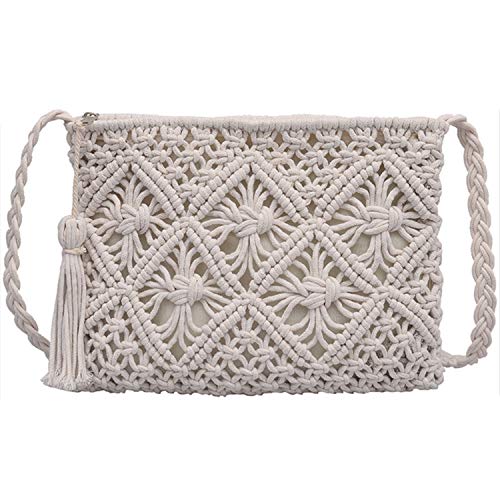 EVEOUT Clutch für Damen Stroh Handtasche Vintage handgewebte Tasche Sommer Strandtasche Weiß EVEOUT Clutch für Damen Stroh Handtasche Vintage handgewebte Tasche Sommer Strandtasche Weiß von EVEOUT