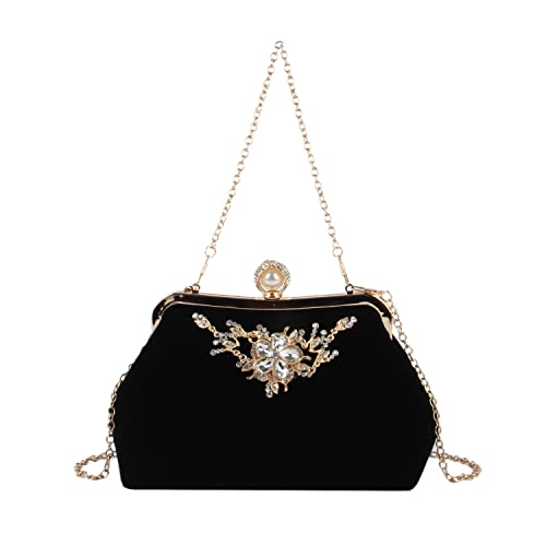 EVEOUT Damen Abend Clutches mit Strassverzierung Hochzeit Handtasche Schultertasche Geldbörse für Abschlussball Party Schwarz EVEOUT Damen Abend Clutches mit Strassverzierung Hochzeit Handtasche Schultertasche Geldbörse für Abschlussball Party Schwarz von EVEOUT