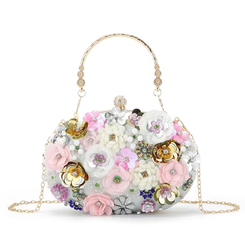 EVEOUT Damen Blume Abendtasche Clutch mit Kette Elegante Umhängetasche Handtasche für Party Abschlussball Hochzeit Braut Clutch Geldbörse EVEOUT Damen Blume Abendtasche Clutch mit Kette Elegante Umhängetasche Handtasche für Party Abschlussball Hochzeit Braut Clutch Geldbörse von EVEOUT