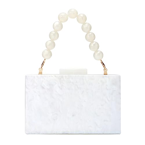 EVEOUT Damen Elegante Acryl Abendtasche Clutch mit Perlen-Handkette Marmorierte Umhängetasche Handtaschen für Party Abschlussball Hochzeit Brauttasche EVEOUT Damen Elegante Acryl Abendtasche Clutch mit Perlen-Handkette Marmorierte Umhängetasche Handtaschen für Party Abschlussball Hochzeit Brauttasche von EVEOUT