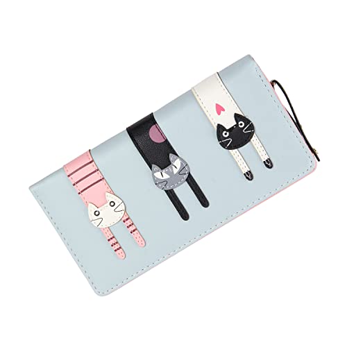EVEOUT Damen Geldbörse PU-Leder Geldbeutel Süße Lange Geldtasche mit Münze Bifold-Geldbörse Kartenhalter für Mädchen Blau EVEOUT Damen Geldbörse PU-Leder Geldbeutel Süße Lange Geldtasche mit Münze Bifold-Geldbörse Kartenhalter für Mädchen Blau von EVEOUT