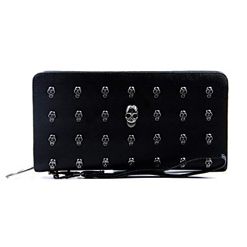 EVEOUT Damen Nieten Pu-Leder Lange Geldbörse mit Handgelenkband Punk-Stil Handtasche Handgelenkstasche EVEOUT Damen Nieten Pu-Leder Lange Geldbörse mit Handgelenkband Punk-Stil Handtasche Handgelenkstasche von EVEOUT
