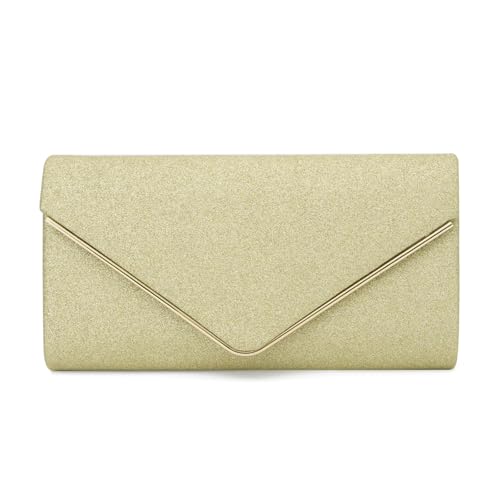 EVEOUT Damen Abend Clutch Funkeln Handtasche mit Kette Elegante Brautumhängetasche mit Umschlag Hochzeit Party Abschlussball Geldbörse Gold EVEOUT Damen Abend Clutch Funkeln Handtasche mit Kette Elegante Brautumhängetasche mit Umschlag Hochzeit Party Abschlussball Geldbörse Gold von EVEOUT