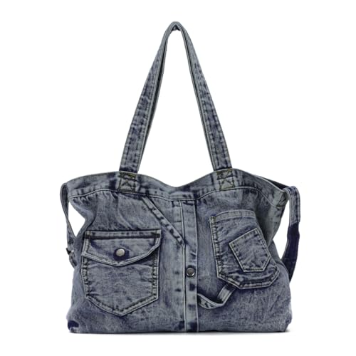 EVEOUT Denim Schultertasche Damen Vintage Denim Tote Tasche mit Schulterriemen Jeans Shopper Umhängetaschen für die Arbeit Urlaub Hochschule EVEOUT Denim Schultertasche Damen Vintage Denim Tote Tasche mit Schulterriemen Jeans Shopper Umhängetaschen für die Arbeit Urlaub Hochschule von EVEOUT