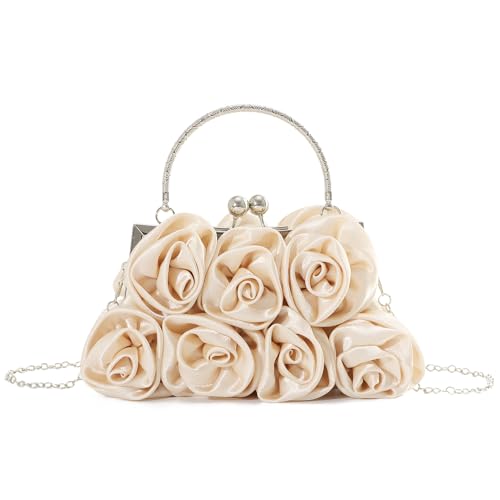 EVEOUT Elegante Satin Blume Abend Handtasche mit Kette für Damen Hochzeitstasche Braut Clutch Handtasche Geldbörsen EVEOUT Elegante Satin Blume Abend Handtasche mit Kette für Damen Hochzeitstasche Braut Clutch Handtasche Geldbörsen von EVEOUT