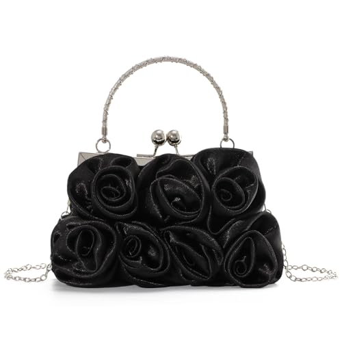 EVEOUT Elegante Satin Blume Abend Handtasche mit Kette für Damen Hochzeitstasche Braut Clutch Handtasche Geldbörsen EVEOUT Elegante Satin Blume Abend Handtasche mit Kette für Damen Hochzeitstasche Braut Clutch Handtasche Geldbörsen von EVEOUT