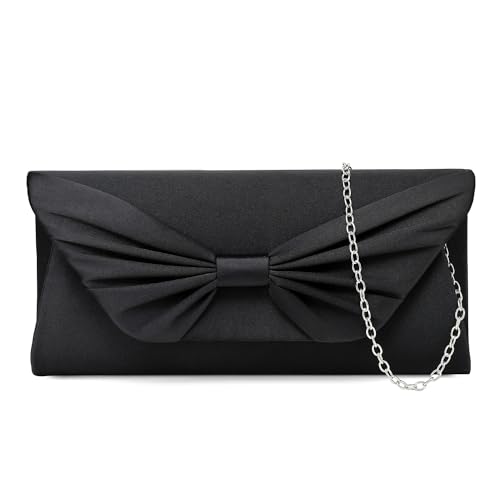 EVEOUT Elegante Satin Fliege Abend Handtasche mit Kette für Damen Braut Clutch Handtasche Hochzeitstasche Geldbörsen EVEOUT Elegante Satin Fliege Abend Handtasche mit Kette für Damen Braut Clutch Handtasche Hochzeitstasche Geldbörsen von EVEOUT