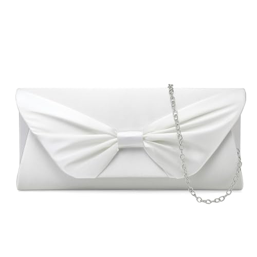 EVEOUT Elegante Satin Fliege Abend Handtasche mit Kette für Damen Braut Clutch Handtasche Hochzeitstasche Geldbörsen von EVEOUT