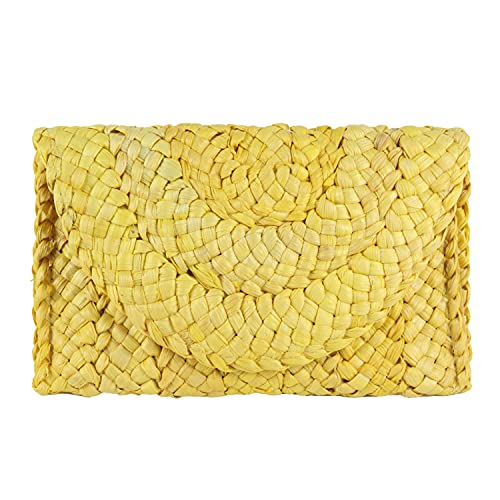 EVEOUT Handtasche aus gewebtem Stroh für Damen Vintage Clutches Brieftasche Strand Urlaubstasche Gelb EVEOUT Handtasche aus gewebtem Stroh für Damen Vintage Clutches Brieftasche Strand Urlaubstasche Gelb von EVEOUT