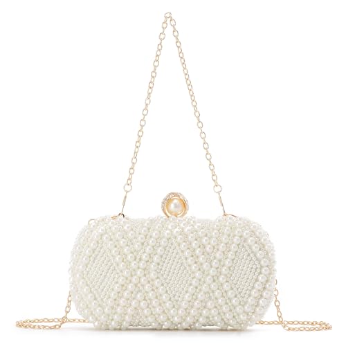 EVEOUT Damen Perlen Clutch Handtaschen Elegante Hochzeitstaschen Abendtasche Brauttasche Umhängetasche für Party Abschlussball EVEOUT Damen Perlen Clutch Handtaschen Elegante Hochzeitstaschen Abendtasche Brauttasche Umhängetasche für Party Abschlussball von EVEOUT