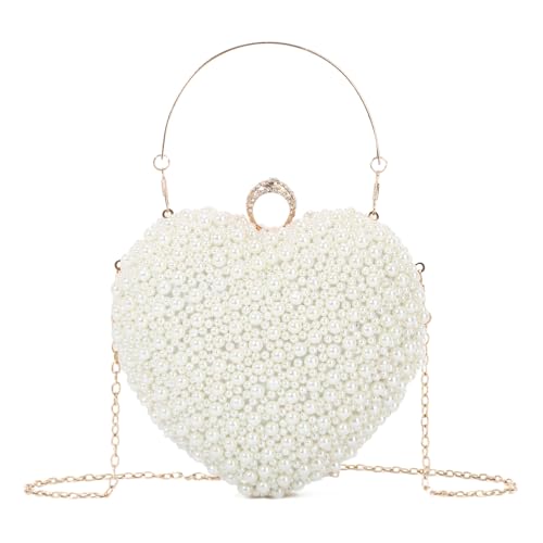 EVEOUT Perlen Clutch Handtaschen in Herzform für Damen Elegante Herzförmige Hochzeitstaschen Brauttasche Perlen Abendtasche Umhängetasche für Party Abschlussball EVEOUT Perlen Clutch Handtaschen in Herzform für Damen Elegante Herzförmige Hochzeitstaschen Brauttasche Perlen Abendtasche Umhängetasche für Party Abschlussball von EVEOUT