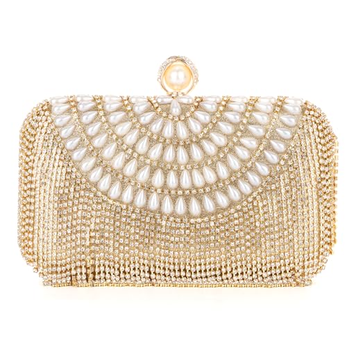 EVEOUT Perlen Clutch für Damen Handtaschen mit Kristall Elegante Perlen Hochzeitstaschen Brauttasche Strass Quaste Abendtasche Umhängetasche für Party Abschlussball EVEOUT Perlen Clutch für Damen Handtaschen mit Kristall Elegante Perlen Hochzeitstaschen Brauttasche Strass Quaste Abendtasche Umhängetasche für Party Abschlussball von EVEOUT