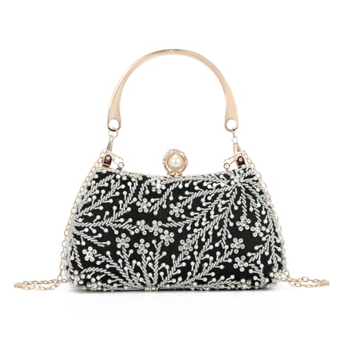EVEOUT Perlen Clutch für Damen Handtaschen mit Perlenstickerei Elegante Kristall Hochzeitstaschen Bestickte Abendtasche Brauttasche Umhängetasche für Party Abschlussball EVEOUT Perlen Clutch für Damen Handtaschen mit Perlenstickerei Elegante Kristall Hochzeitstaschen Bestickte Abendtasche Brauttasche Umhängetasche für Party Abschlussball von EVEOUT