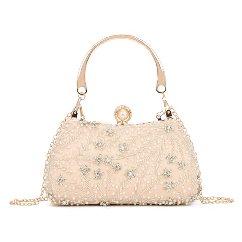 EVEOUT Perlen Clutch für Damen Handtaschen mit Perlenstickerei Elegante Kristall Hochzeitstaschen Bestickte Abendtasche Brauttasche Umhängetasche für Party Abschlussball EVEOUT Perlen Clutch für Damen Handtaschen mit Perlenstickerei Elegante Kristall Hochzeitstaschen Bestickte Abendtasche Brauttasche Umhängetasche für Party Abschlussball von EVEOUT