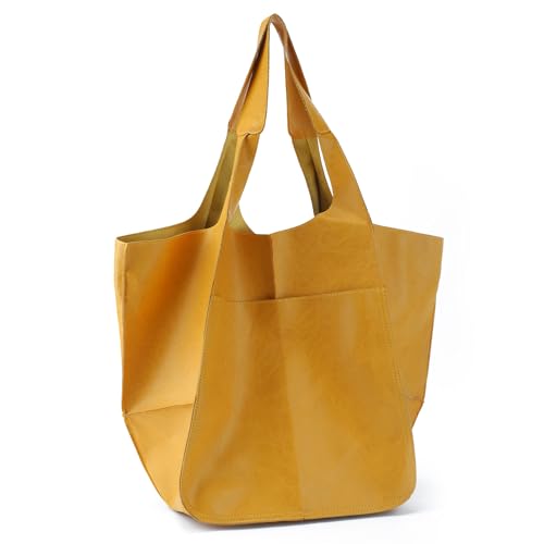 EVEOUT Retro Umhängetaschen für Damen Weiches Kunstleder Schultertaschen Mode Einfache Große Handtasche Shopper Tragetasche von EVEOUT