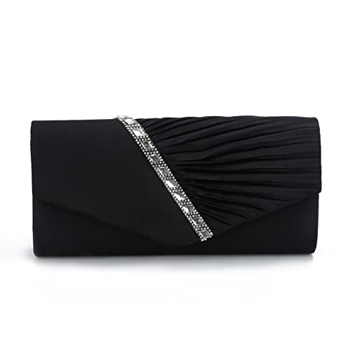 EVEOUT Satin mit Kristall Abend Clutch Handtasche für Damen Schultertasche Hochzeitsfeier Prom Geldbörse für Damen Brauttasche EVEOUT Satin mit Kristall Abend Clutch Handtasche für Damen Schultertasche Hochzeitsfeier Prom Geldbörse für Damen Brauttasche von EVEOUT
