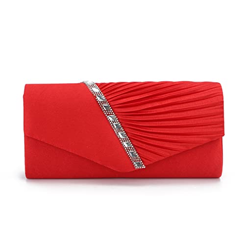 EVEOUT Satin mit Kristall Abend Clutch Handtasche für Damen Schultertasche Hochzeitsfeier Prom Geldbörse für Damen Brauttasche von EVEOUT