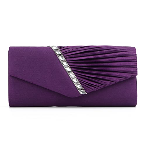 EVEOUT Satin mit Kristall Abend Clutch Handtasche für Damen Schultertasche Hochzeitsfeier Prom Geldbörse für Damen Brauttasche EVEOUT Satin mit Kristall Abend Clutch Handtasche für Damen Schultertasche Hochzeitsfeier Prom Geldbörse für Damen Brauttasche von EVEOUT