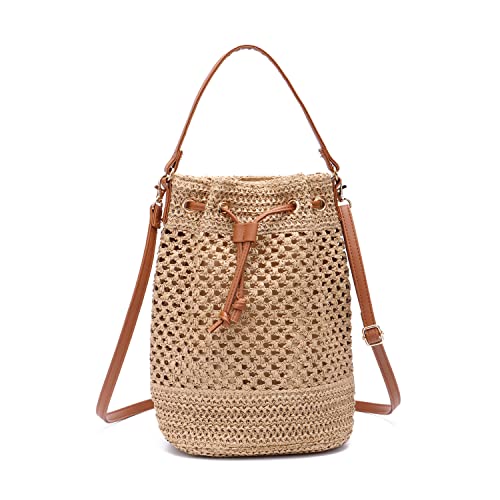 EVEOUT Stroh Eimertasche Umhängetasche Schultertaschen Damen Sommer Grosse Kapazität Strand Henkeltaschen Gewebte Handtasche EVEOUT Stroh Eimertasche Umhängetasche Schultertaschen Damen Sommer Grosse Kapazität Strand Henkeltaschen Gewebte Handtasche von EVEOUT