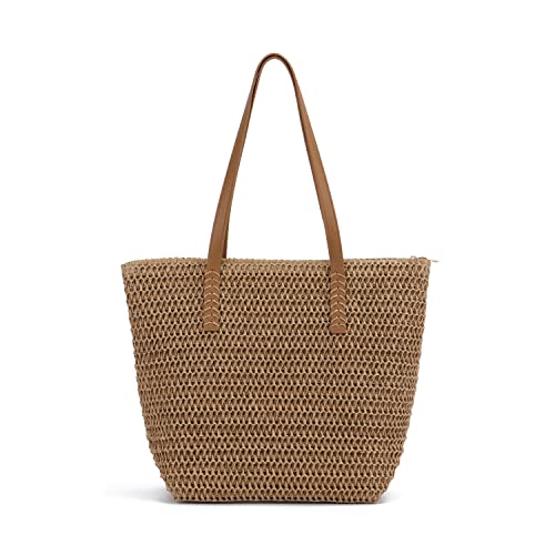 EVEOUT Stroh Schultertaschen Strandtasche für Damen Große Sommer gewebte Handtasche Henkeltaschen Shopper Böhmen für Urlaub von EVEOUT