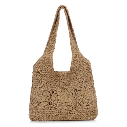 EVEOUT Stroh Schultertaschen für Damen Sommer Strohtasche Strand Gewebte Tote Tasche aus Raffia Shopper Tragetasche für Urlaub EVEOUT Stroh Schultertaschen für Damen Sommer Strohtasche Strand Gewebte Tote Tasche aus Raffia Shopper Tragetasche für Urlaub von EVEOUT
