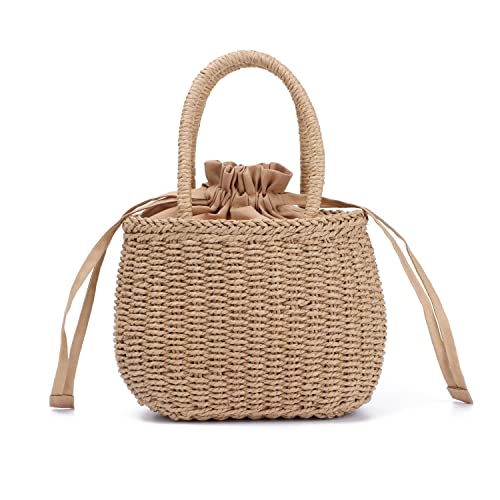 EVEOUT Stroh Handtasche Damen Sommer Handgewebt Clutch Henkeltaschen Rattan Strandtasche von EVEOUT