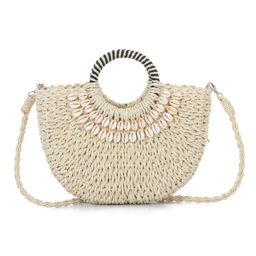EVEOUT Stroh Umhängetasche für Damen Sommer Raffia Crossbody Tote Tasche mit Schulterriemen Strand Gewebte Rattan Runde Tragetasche für Urlaub Reisen EVEOUT Stroh Umhängetasche für Damen Sommer Raffia Crossbody Tote Tasche mit Schulterriemen Strand Gewebte Rattan Runde Tragetasche für Urlaub Reisen von EVEOUT