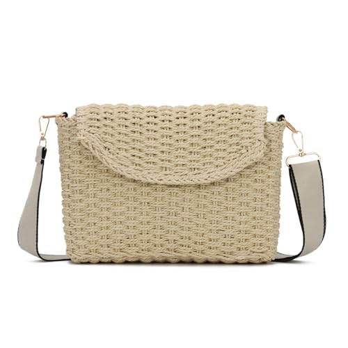 EVEOUT Stroh Umhängetaschen Damen Sommer Crossbody Rattan Strohkorb Tasche Rattan Gewebte Schultertaschen Boho Strohtasche mit Schultergurt EVEOUT Stroh Umhängetaschen Damen Sommer Crossbody Rattan Strohkorb Tasche Rattan Gewebte Schultertaschen Boho Strohtasche mit Schultergurt von EVEOUT
