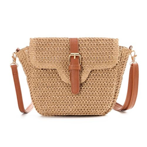 EVEOUT Stroh Umhängetaschen für Damen Mädchen Mode Schultertaschen für Urlaub Reisen Sommer gewebte Lässige Strandtaschen EVEOUT Stroh Umhängetaschen für Damen Mädchen Mode Schultertaschen für Urlaub Reisen Sommer gewebte Lässige Strandtaschen von EVEOUT