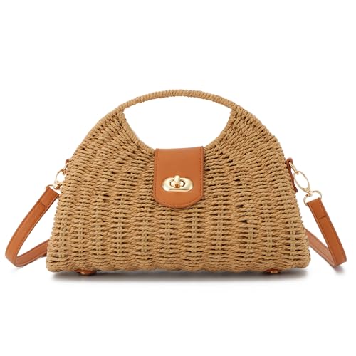 EVEOUT Stroh Umhängetaschen für Damen Mädchen Sommer Mode Rattan Strand Handtaschen gewebte Schultertaschen für Urlaub Reisen EVEOUT Stroh Umhängetaschen für Damen Mädchen Sommer Mode Rattan Strand Handtaschen gewebte Schultertaschen für Urlaub Reisen von EVEOUT