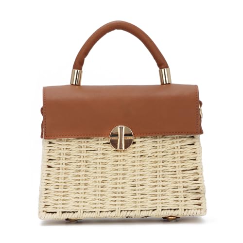 EVEOUT Strohtasche Damen Boho Raffia Umhängetaschen Sommer Chic Rattan Strohkorb Tasche Gewebte Schultertaschen Strandtasche mit Schulterkette für Urlaub EVEOUT Strohtasche Damen Boho Raffia Umhängetaschen Sommer Chic Rattan Strohkorb Tasche Gewebte Schultertaschen Strandtasche mit Schulterkette für Urlaub von EVEOUT
