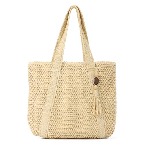 EVEOUT Stroh Umhängetaschen für Damen Sommer Mode gewebte groß Schultertaschen Lässige Strandtasche Shopper EVEOUT Stroh Umhängetaschen für Damen Sommer Mode gewebte groß Schultertaschen Lässige Strandtasche Shopper von EVEOUT