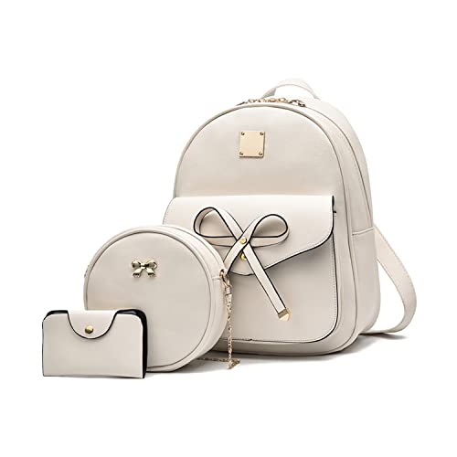 EVEOUT Süße Rucksäcke für Frauen PU-Leder Mode Schleife Rucksäcke Schulranzen Tagesrucksack für Mädchen Weiß EVEOUT Süße Rucksäcke für Frauen PU-Leder Mode Schleife Rucksäcke Schulranzen Tagesrucksack für Mädchen Weiß von EVEOUT