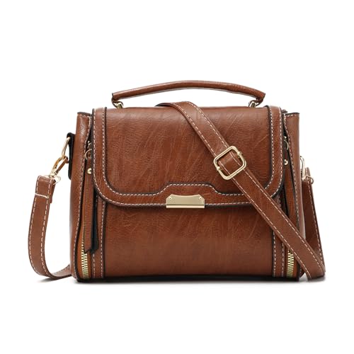 EVEOUT Vintage Leder Umhängetasche Damen Retro Quadratische Handtasche Mode Schultertaschen mit Handkette EVEOUT Vintage Leder Umhängetasche Damen Retro Quadratische Handtasche Mode Schultertaschen mit Handkette von EVEOUT