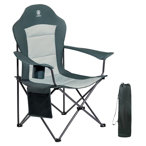 EVER ADVANCED Luxus Campingstuhl Faltbar 160 KG Belastbar Ultragroß mit Hochlehner Bequem Gepolster Klappstuhl Camp Garten Balkon Strand Camping Stuhl Sessel Gartenstuhl Anglerstuhl Regiestuhl von EVER ADVANCED