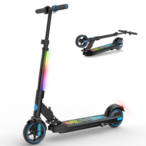 EVERCROSS MOTO EV06C Elektroroller für Kinder im Alter von 6-12 Jahren | Faltbarer E-Scooter mit LED-Display & bunten LED-Lichtern | Leicht & verstellbare Höhe von 76-79CM | 6,5 Zoll Räder von EVERCROSS MOTO