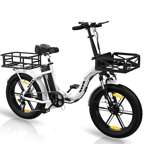 EVERCROSS Elektrofahrräder Erwachsene, faltbares E-Bike mit 20" x 4,0 Breiten Reifen, E Bike Mountainbike mit 7 Gang Getriebe, 48V 15AH Akku, 250W Motor, 33,2kg Gewicht, Doppelstoßdämpfern von EVERCROSS