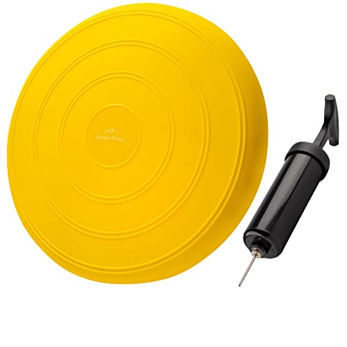 EVEREST FITNESS Balance Kissen - Luftkissen mit 33 cm Durchmesser - Ballsitzkissen zur Stärkung der Balance - Orthopädisches Sitzkissen zur Linderung von Rückenschmerzen, Balance Pad – gelb von EVEREST FITNESS