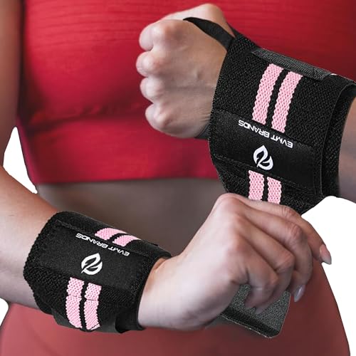 EVMT Brands Premium Weightlifting Wrist Wraps 50.8 cm - Langlebige Handgelenkbänder zum Gewichtheben, verbesserte Handgelenkstütze, ideale Zughilfen und Handgelenkbandagen zum Gewichtheben - Rosa von EVMT Brands